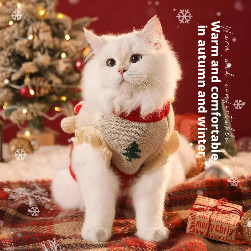 Christmas Pet Cat Costumes Sweater Cute