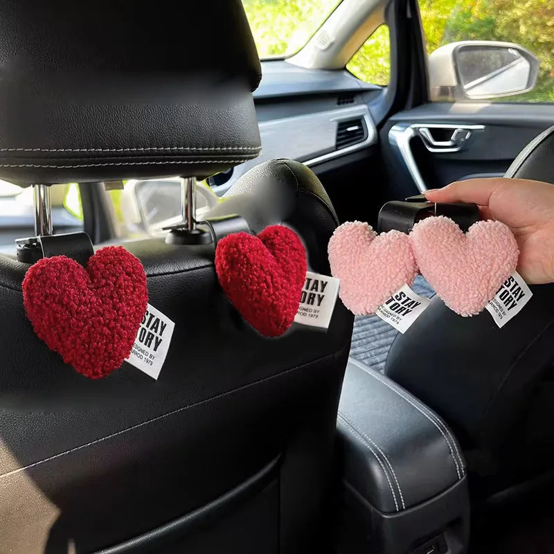 2pcs Cute Retro Red Heart Car Seat Back