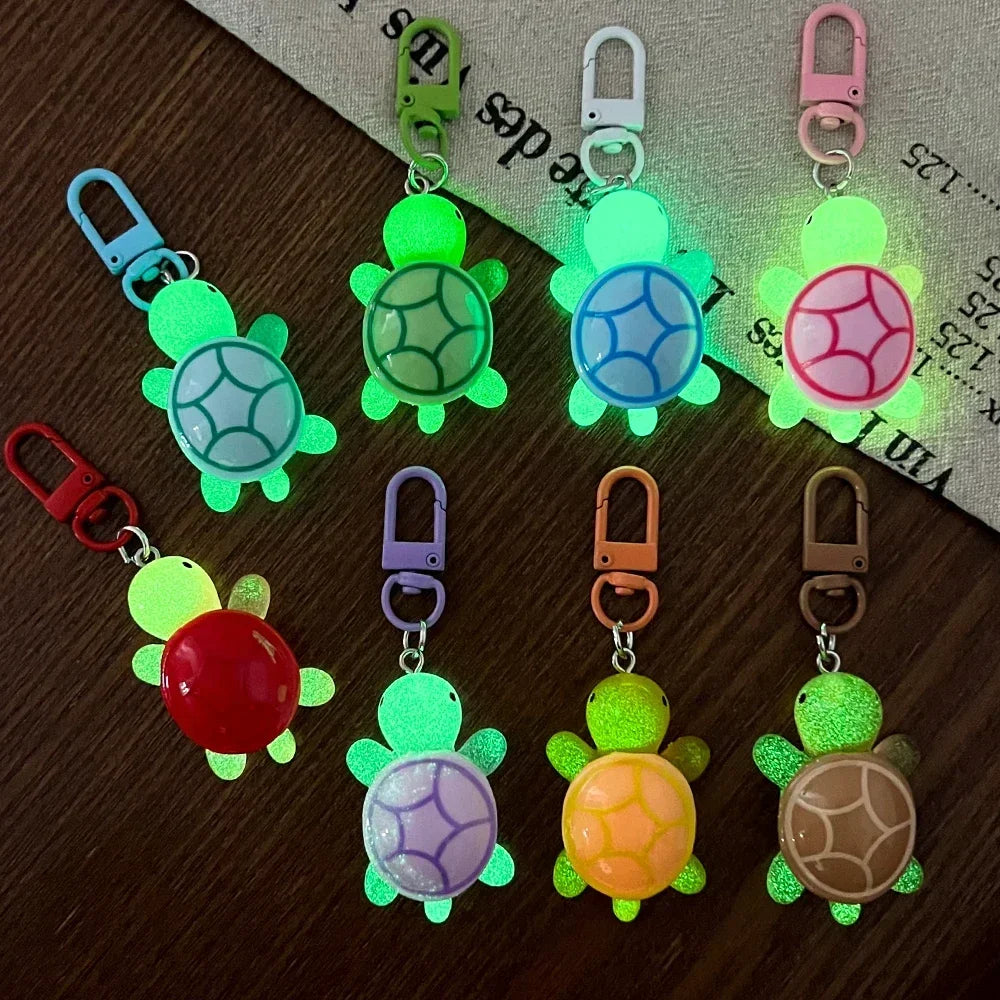 1/8Pcs Colorful Luminous Turtle Keychain