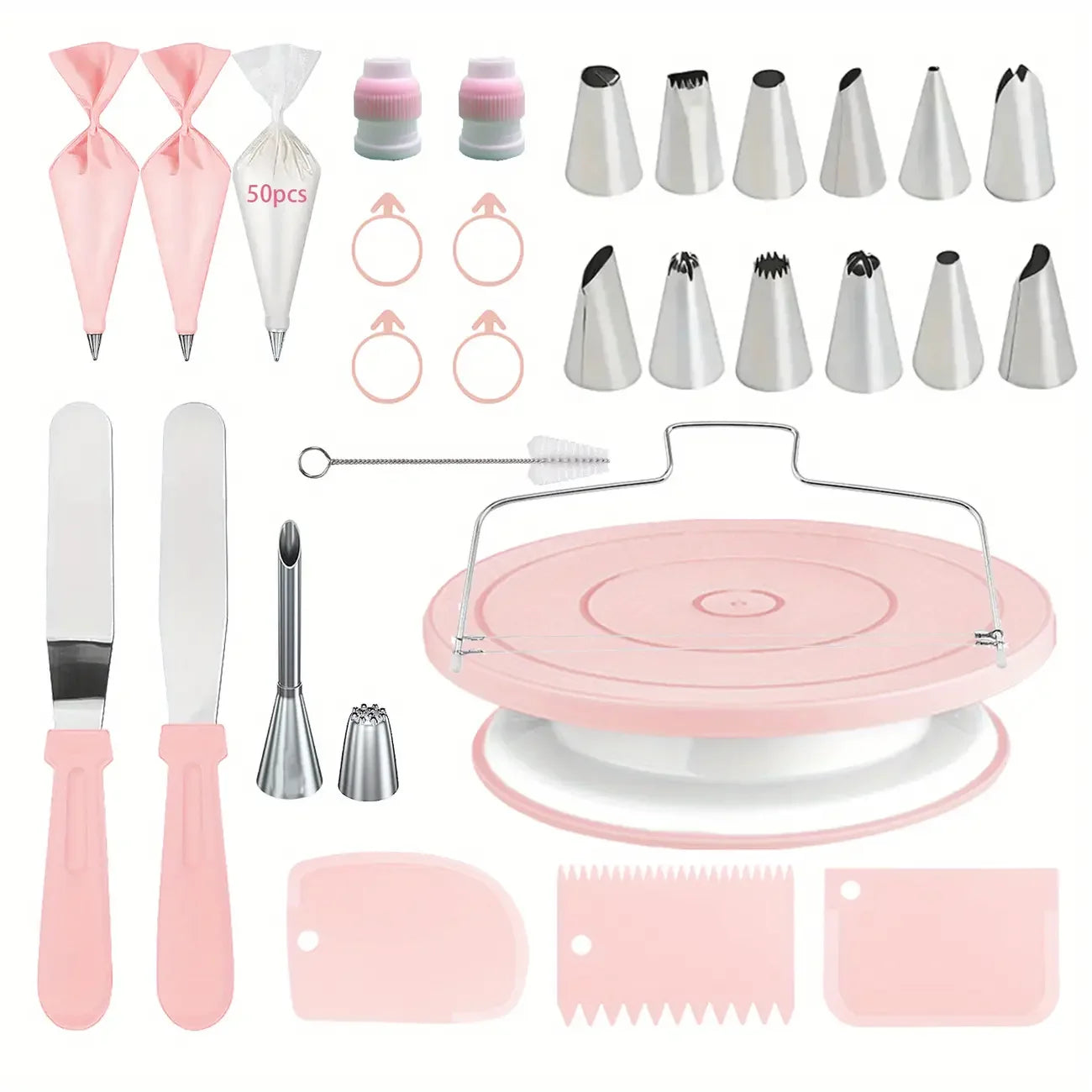 80PCS Cake Decorating Set-Non-Slip Turntable