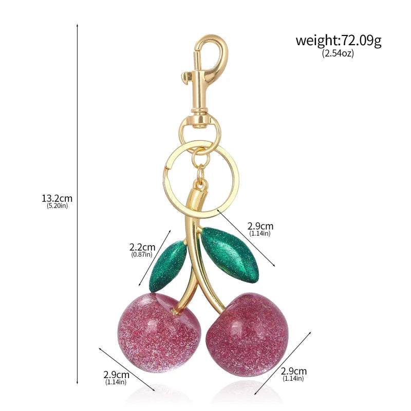 Trendy Red Cherry Keychain