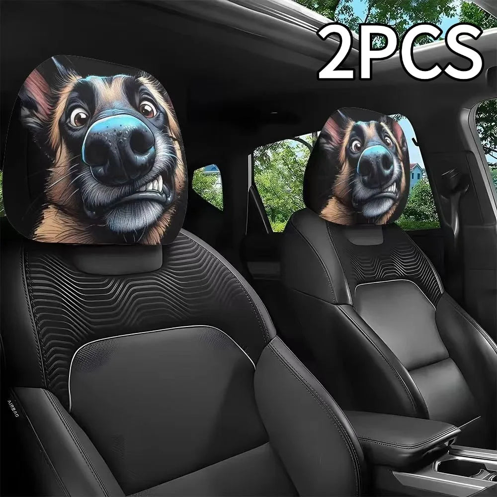 2pc Funny Car Headrest Cover