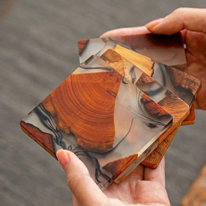 Tea Resin Pine Coasters