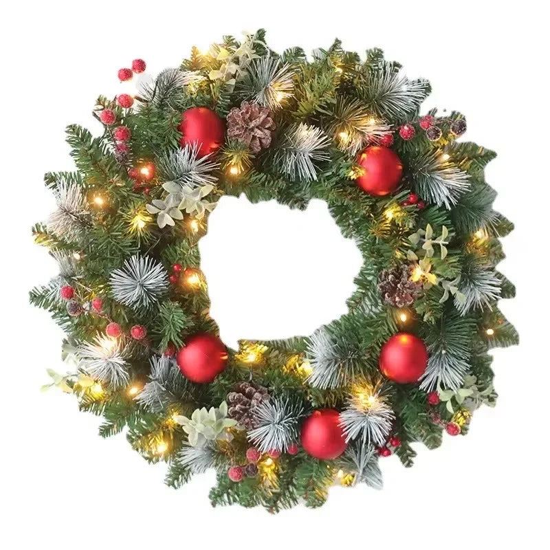 Elegant Red Christmas Wreath LED