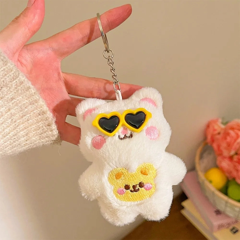 Multicolor Plush Cat Keychain