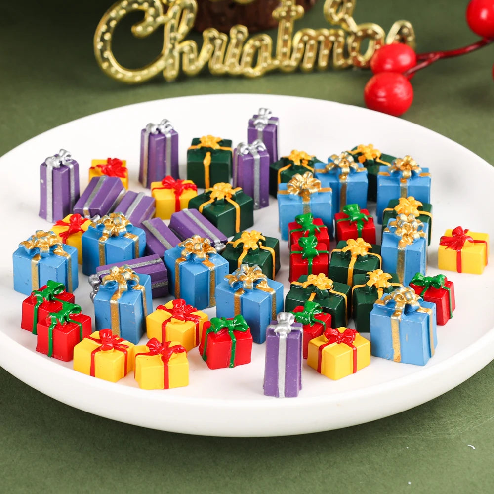 10/50pcs Colorful Resin Gift Box Christmas