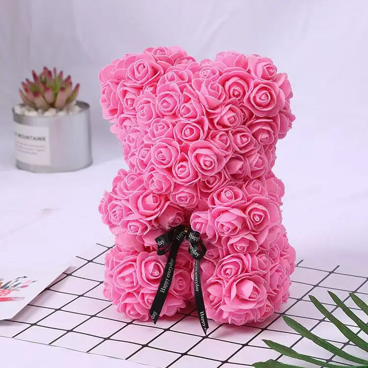 Teddy Rose Flower Bear with Box Romantic Valentines Day