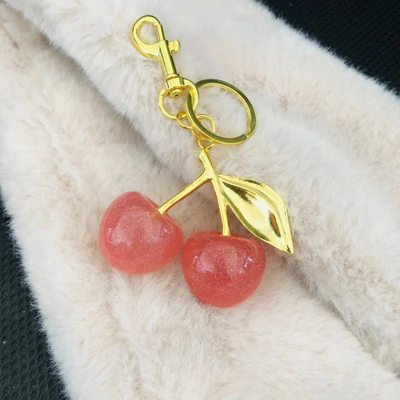 Trendy Red Cherry Keychain