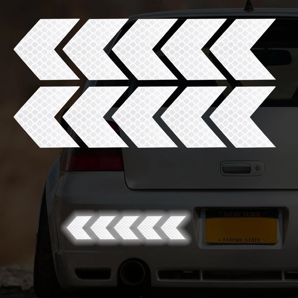 10 Pcs/Set Car Sticker Reflective Arrow Sign