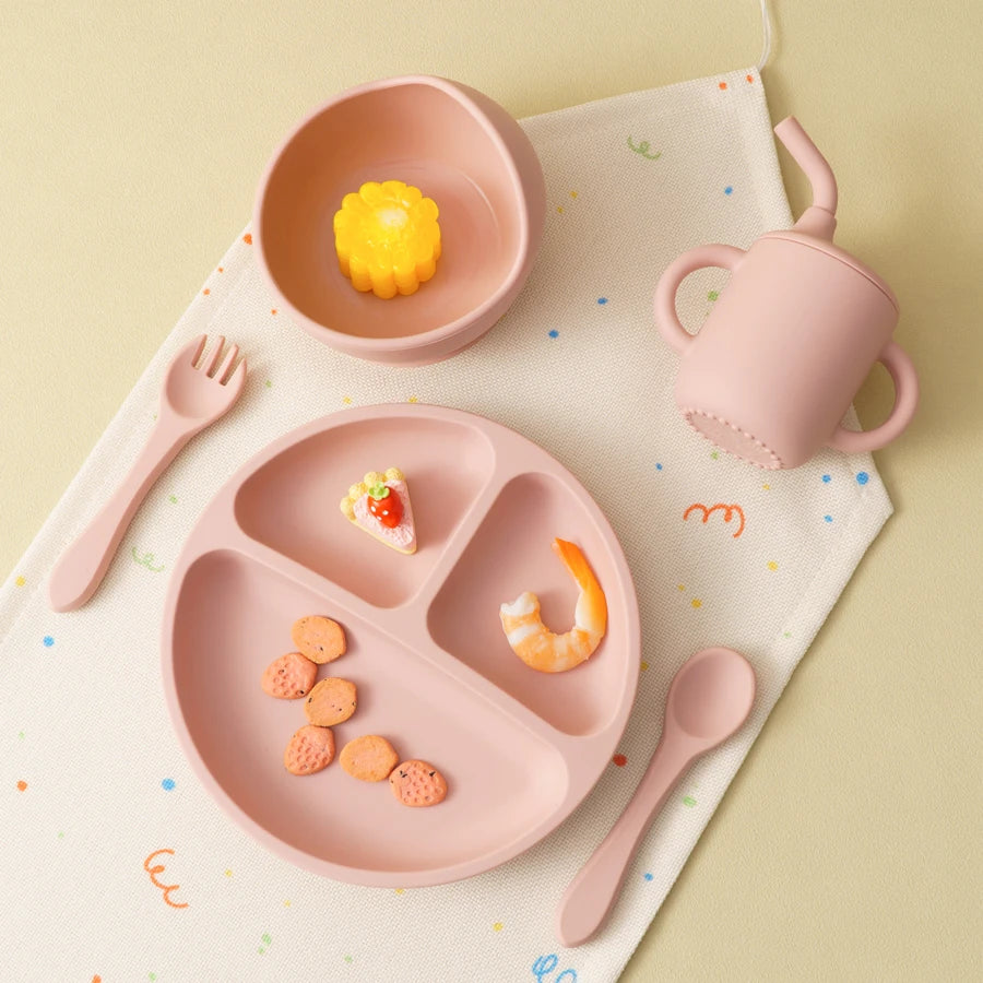 5PCS Baby Silicone Tableware Set