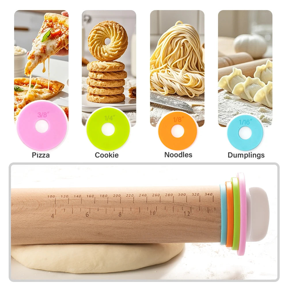 Adjustable Beech Wood Rolling Pin