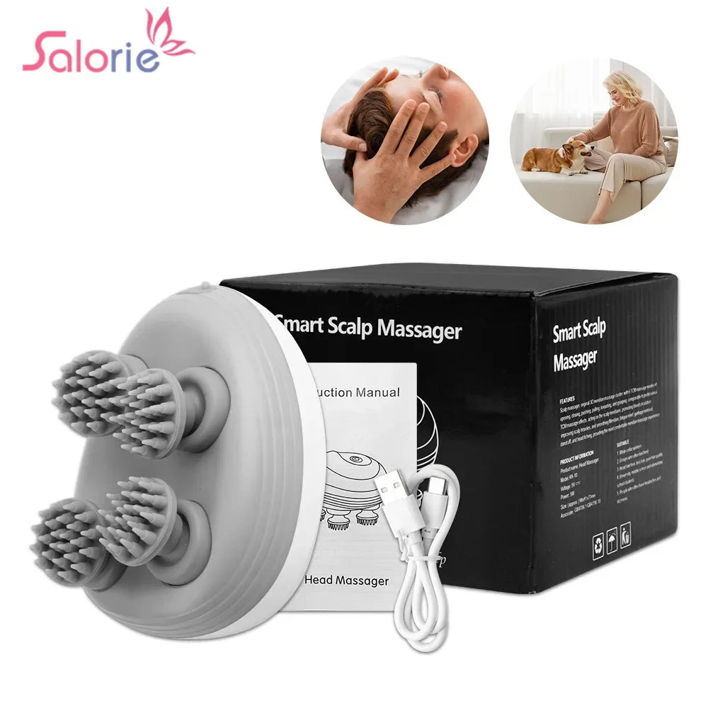 Electric Head Scalp Massager with 4 Kneading Massage