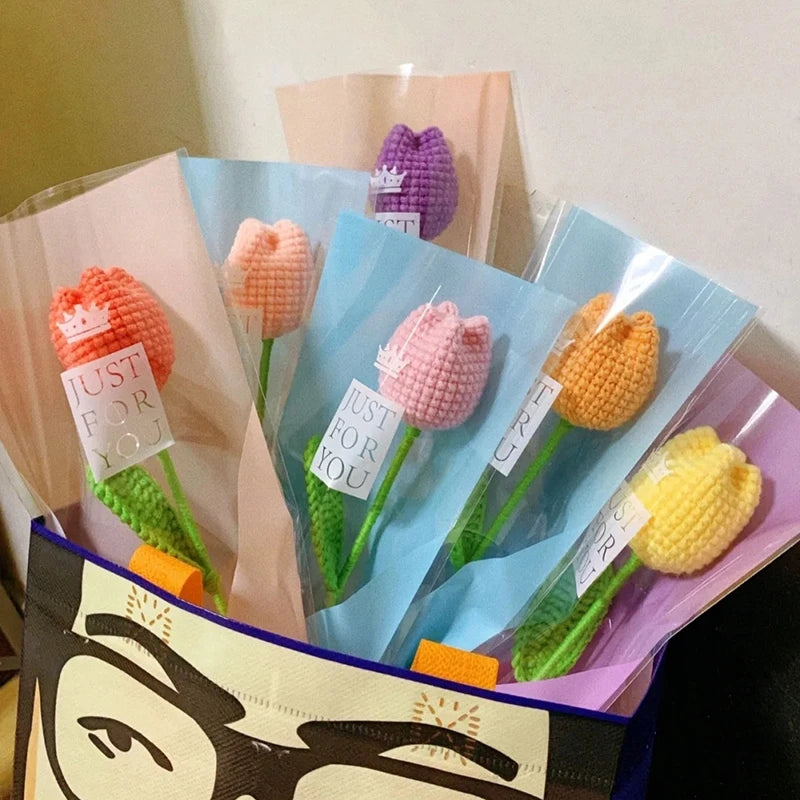 1pc Tulip Crochet Flowers Artificial