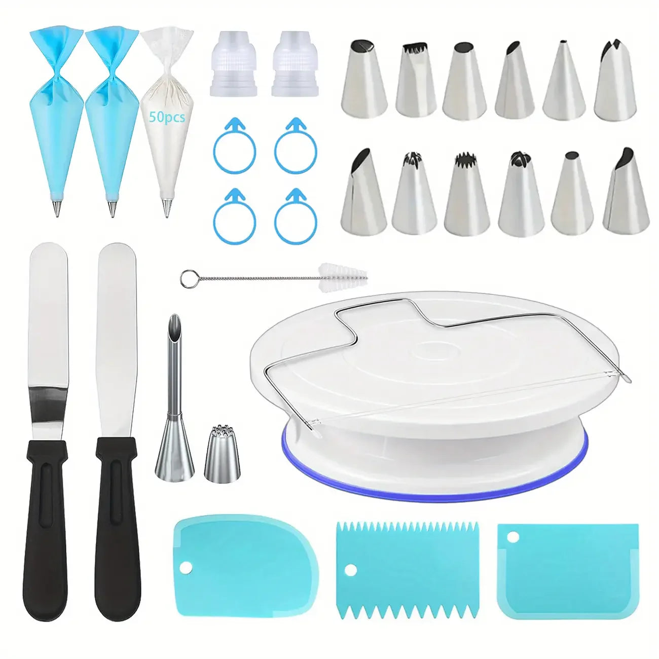 80PCS Cake Decorating Set-Non-Slip Turntable
