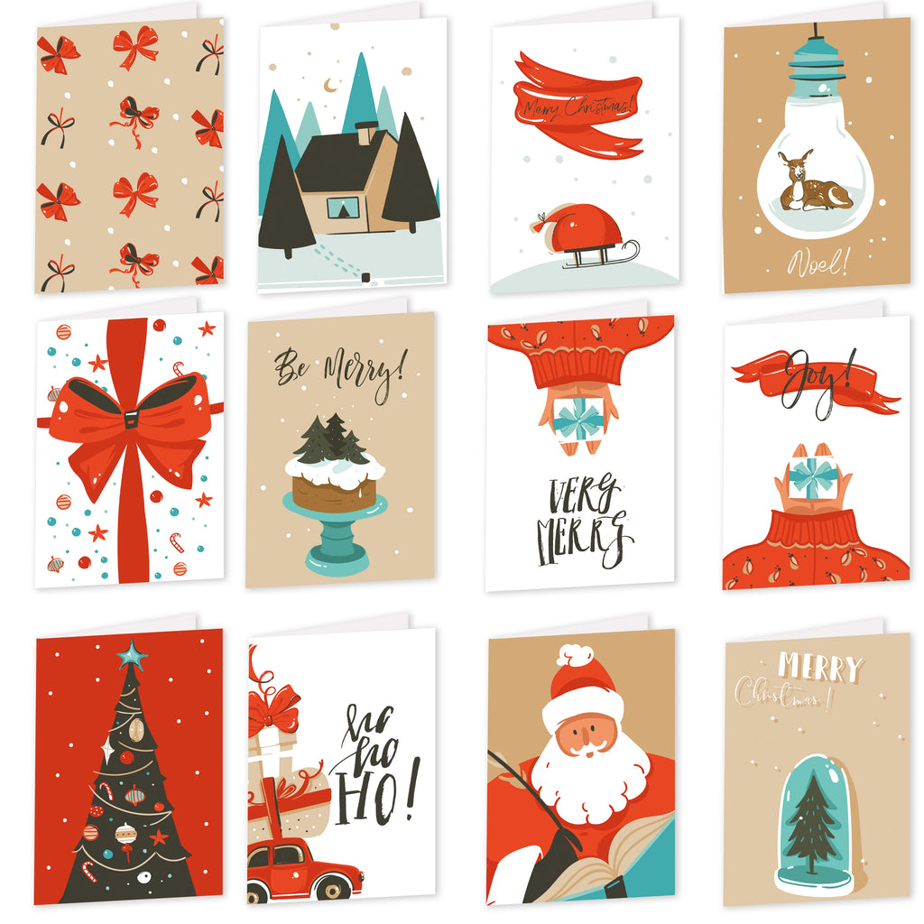 26pcs/1set Merry Christmas Fold Greeting Cards
