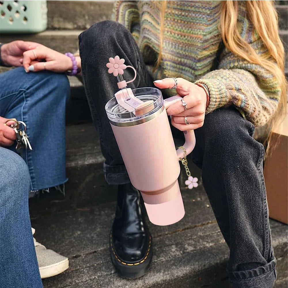 9pcs Accessories Set 3 Spill Proof Stopper Flowers Straw