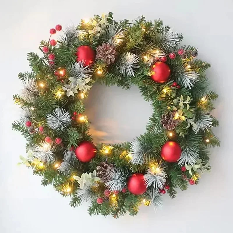 Elegant Red Christmas Wreath LED