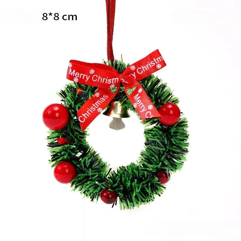 Car Interior Rearview Mirror Christmas Decorations Hanging Bell Christmas Tree Ornament Mini Christmas Wreath Display Ornaments