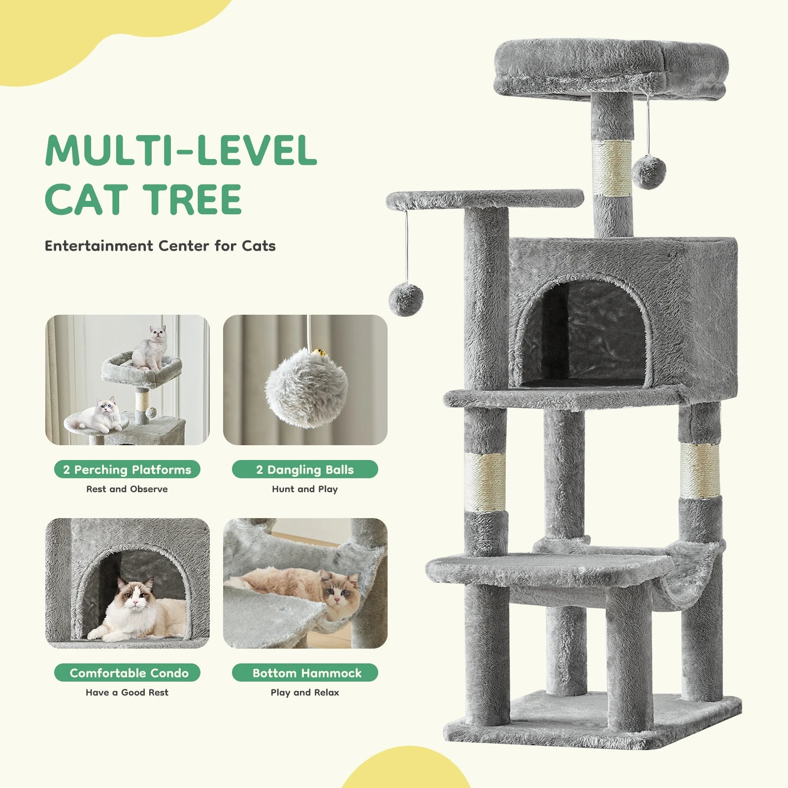 Tall Multi-Cat Climbing Cat Tree
