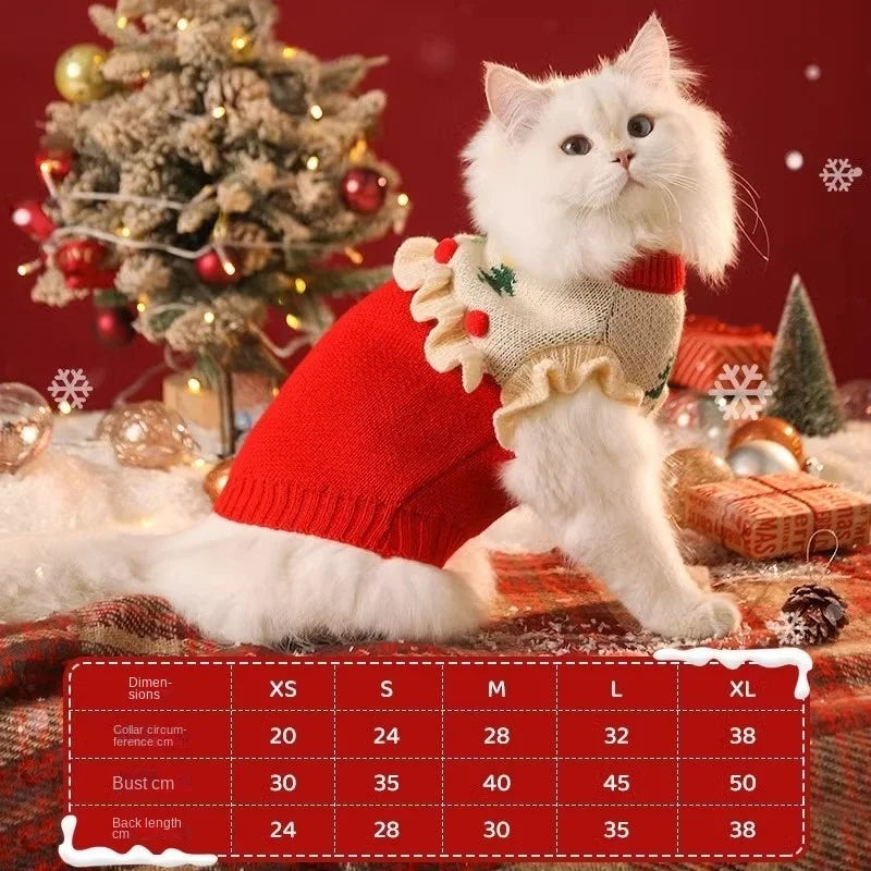 Christmas Pet Cat Costumes Sweater Cute