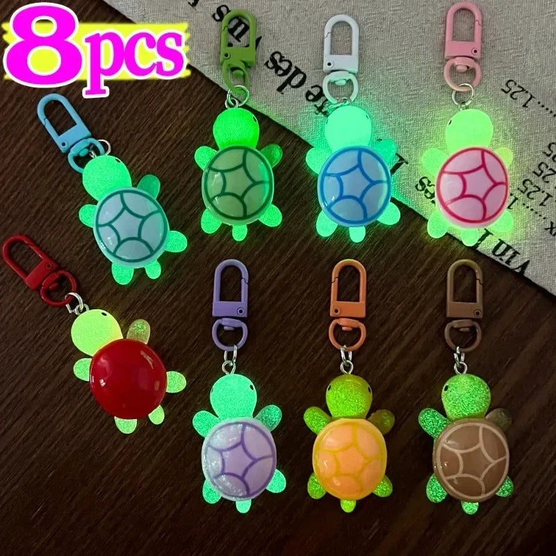1/8Pcs Colorful Luminous Turtle Keychain