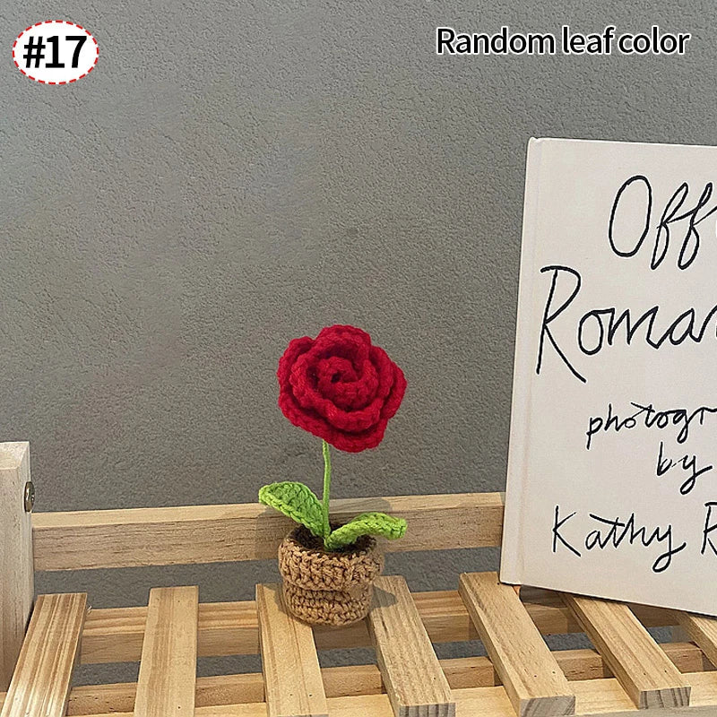 Crochet Flowers Potted Valentine's Day Gift