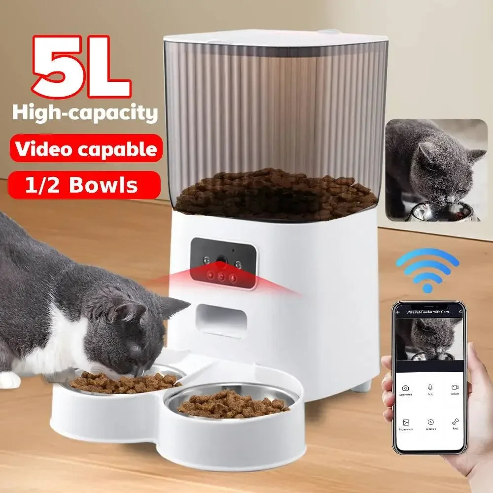 5L Automatic Feeder Cats WiFi with Camera HD
