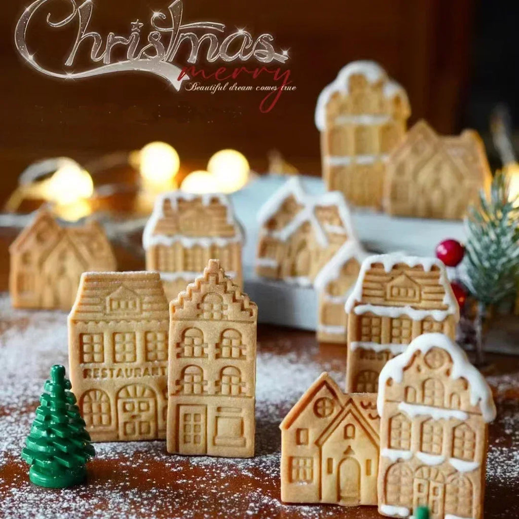 4Pcs Christmas Gingerbread House Pattern Cookie