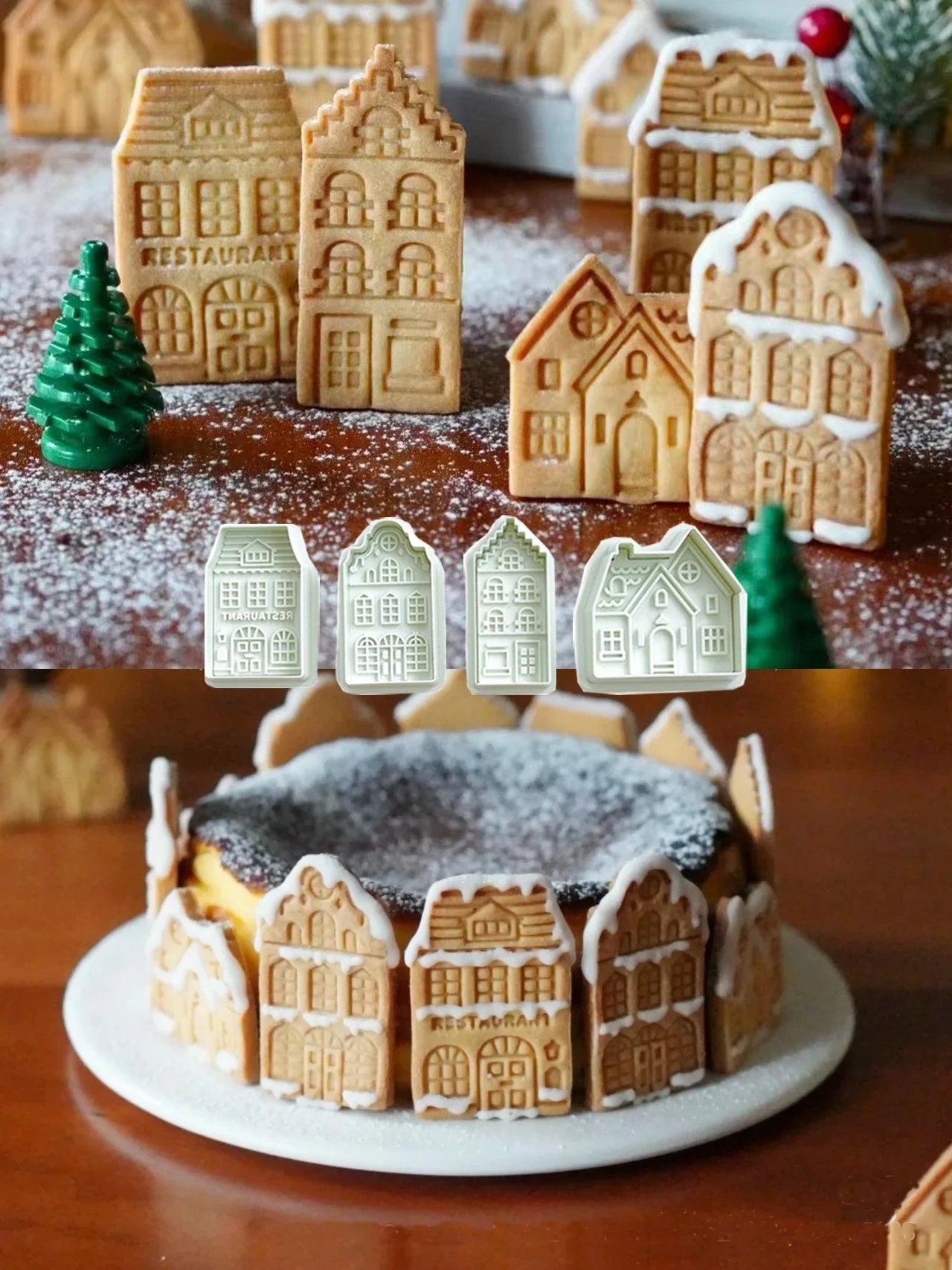 4Pcs Christmas Gingerbread House Pattern Cookie