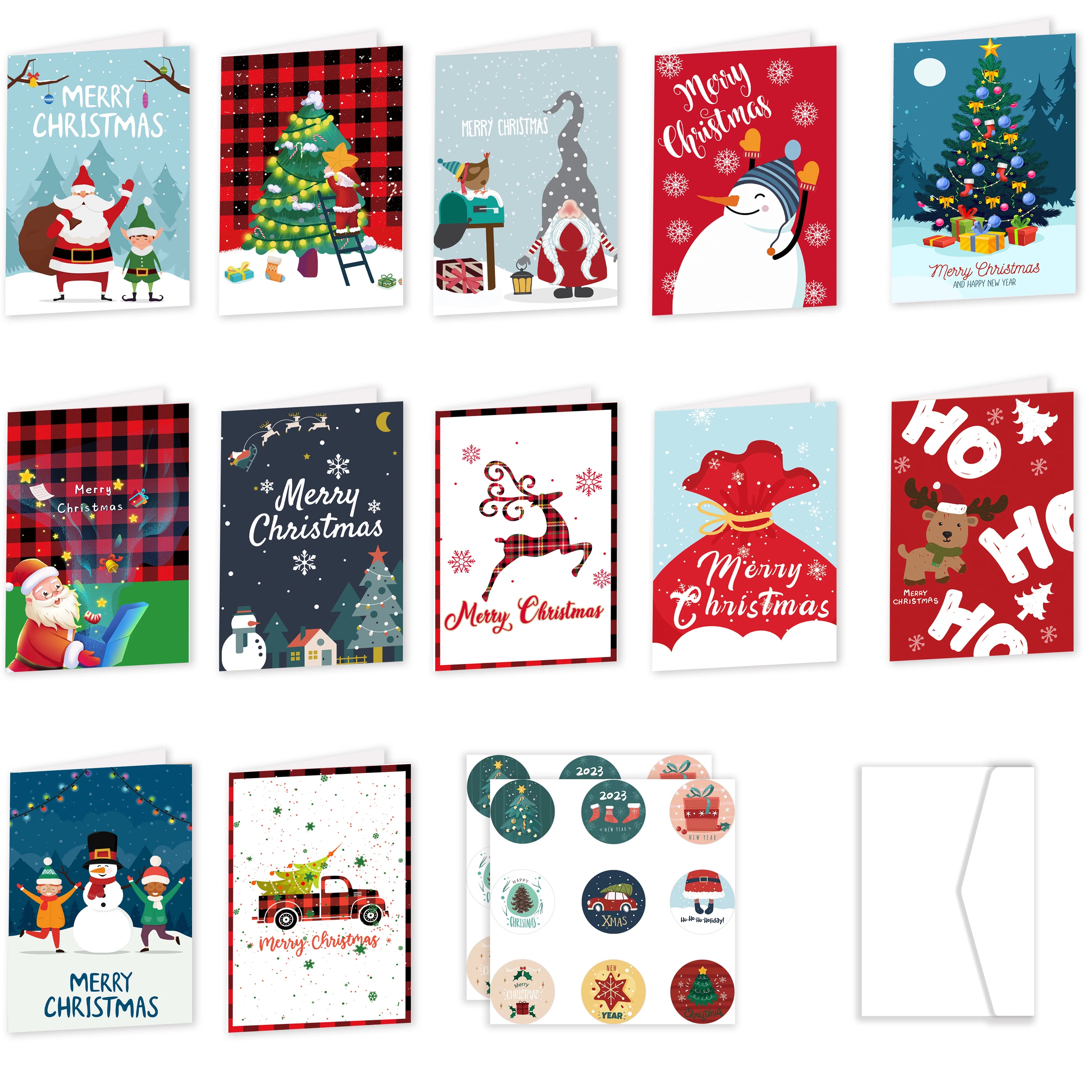 26pcs/1set Merry Christmas Fold Greeting Cards