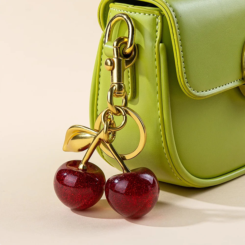 Trendy Red Cherry Keychain