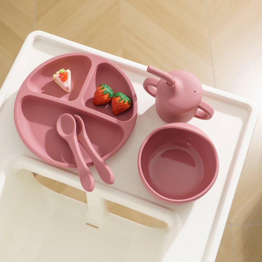 5PCS Baby Silicone Tableware Set