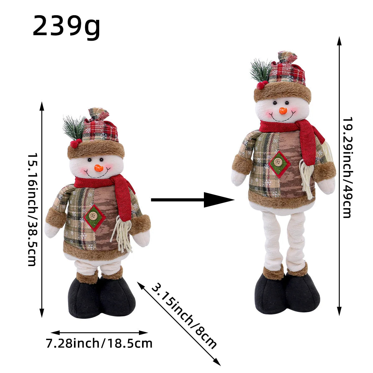 Retractable Santa Snowman doll