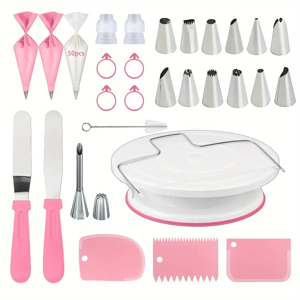 80PCS Cake Decorating Set-Non-Slip Turntable