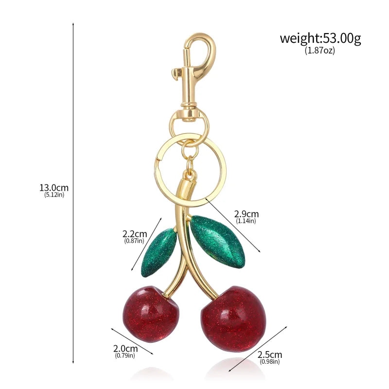 Trendy Red Cherry Keychain