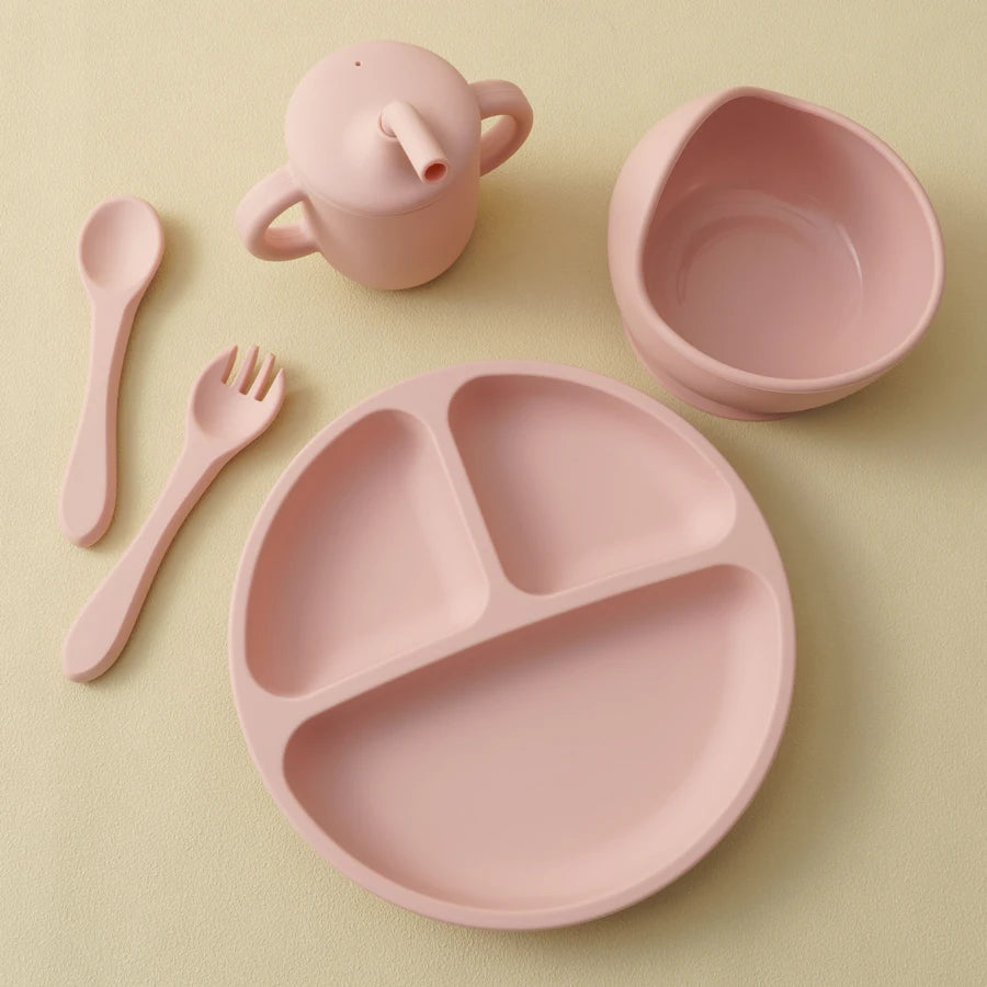 5PCS Baby Silicone Tableware Set
