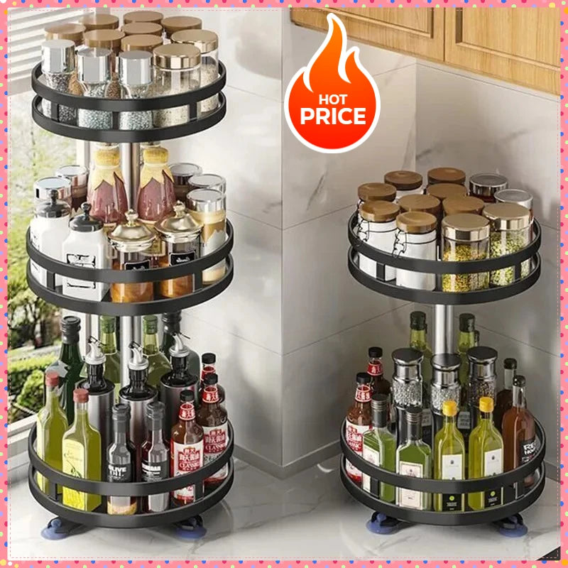 360°Rotation Spice Rack Organizer