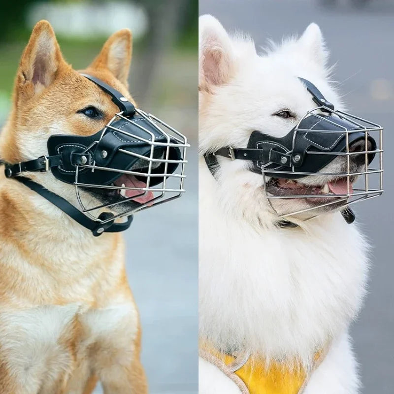 Adjustable Leather Metal  Breathable Dog Muzzle