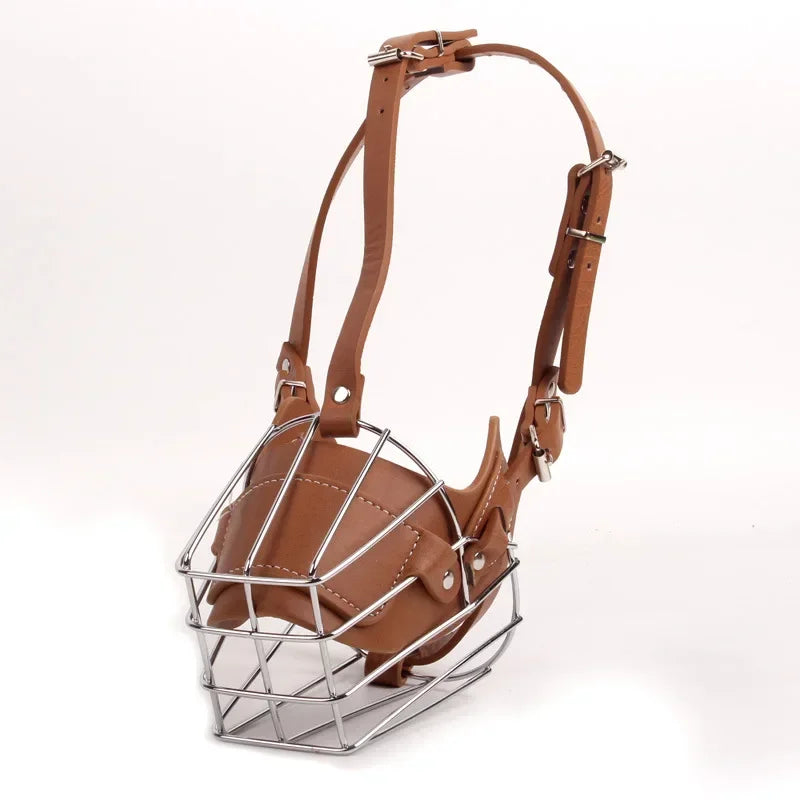 Adjustable Leather Metal  Breathable Dog Muzzle