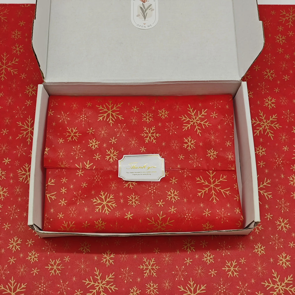 60 Sheets Red & Golden Snowflake Gift Wrapping Paper