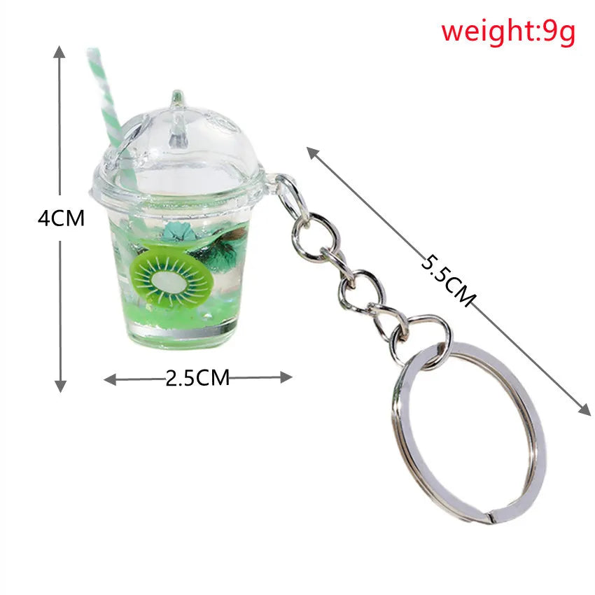 Mini Luminous Fruit Bubble Tea Cup Keychain