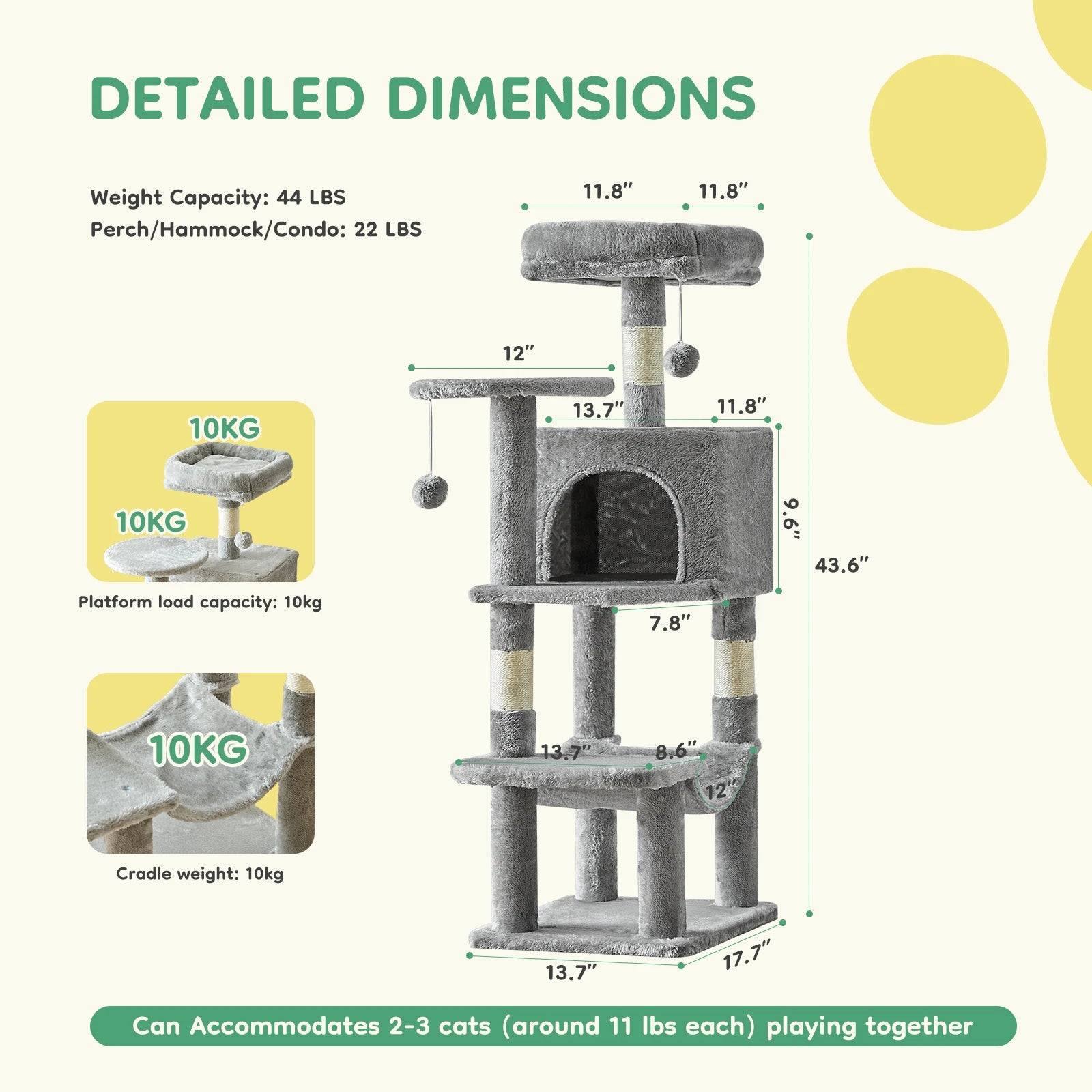 Tall Multi-Cat Climbing Cat Tree