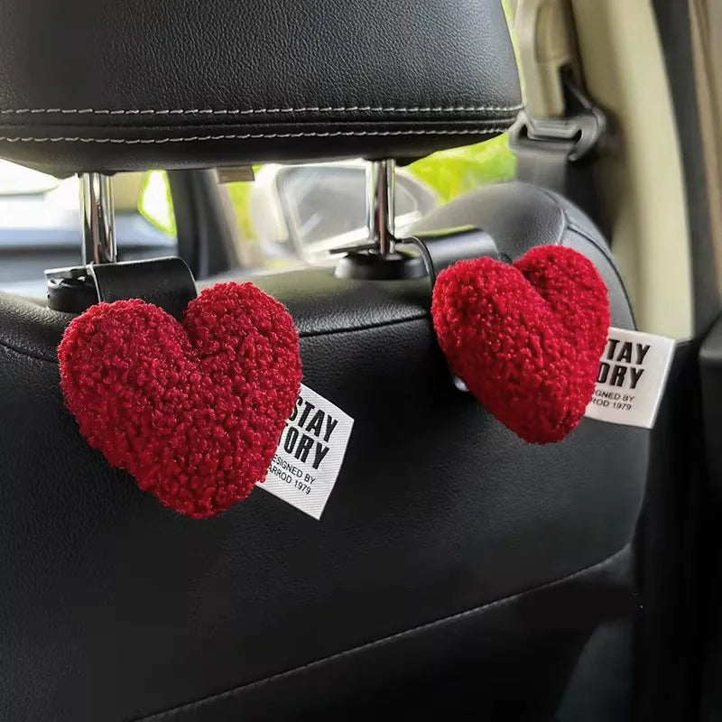 2pcs Cute Retro Red Heart Car Seat Back