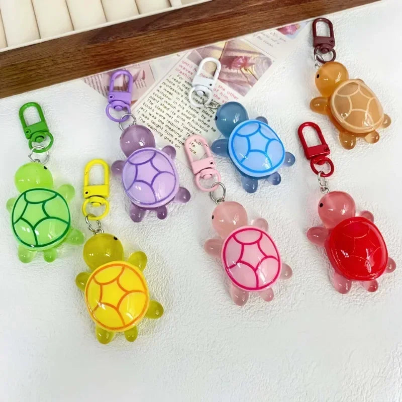 1/8Pcs Colorful Luminous Turtle Keychain