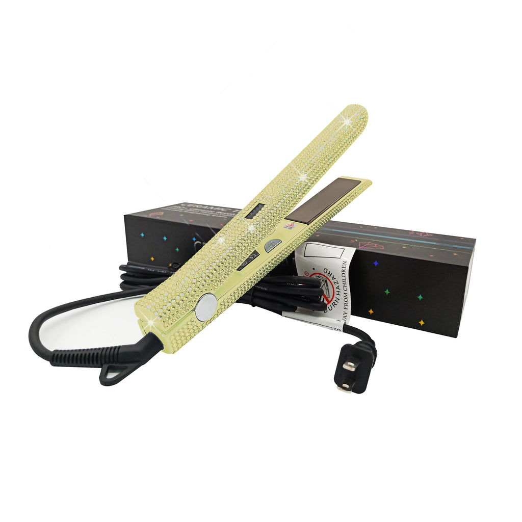 LCD Display Hair Straightener Hair Comb Bling Flat Iron with Crystal Titanium
