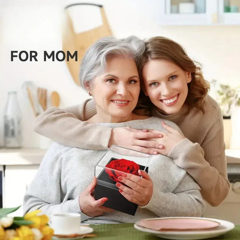 1 Set Artificial Flower Gift Box with I Love You Necklace 