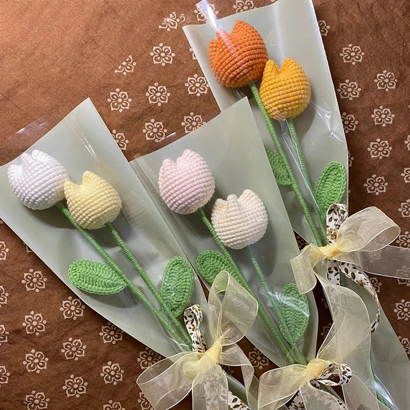 1pc Tulip Crochet Flowers Artificial