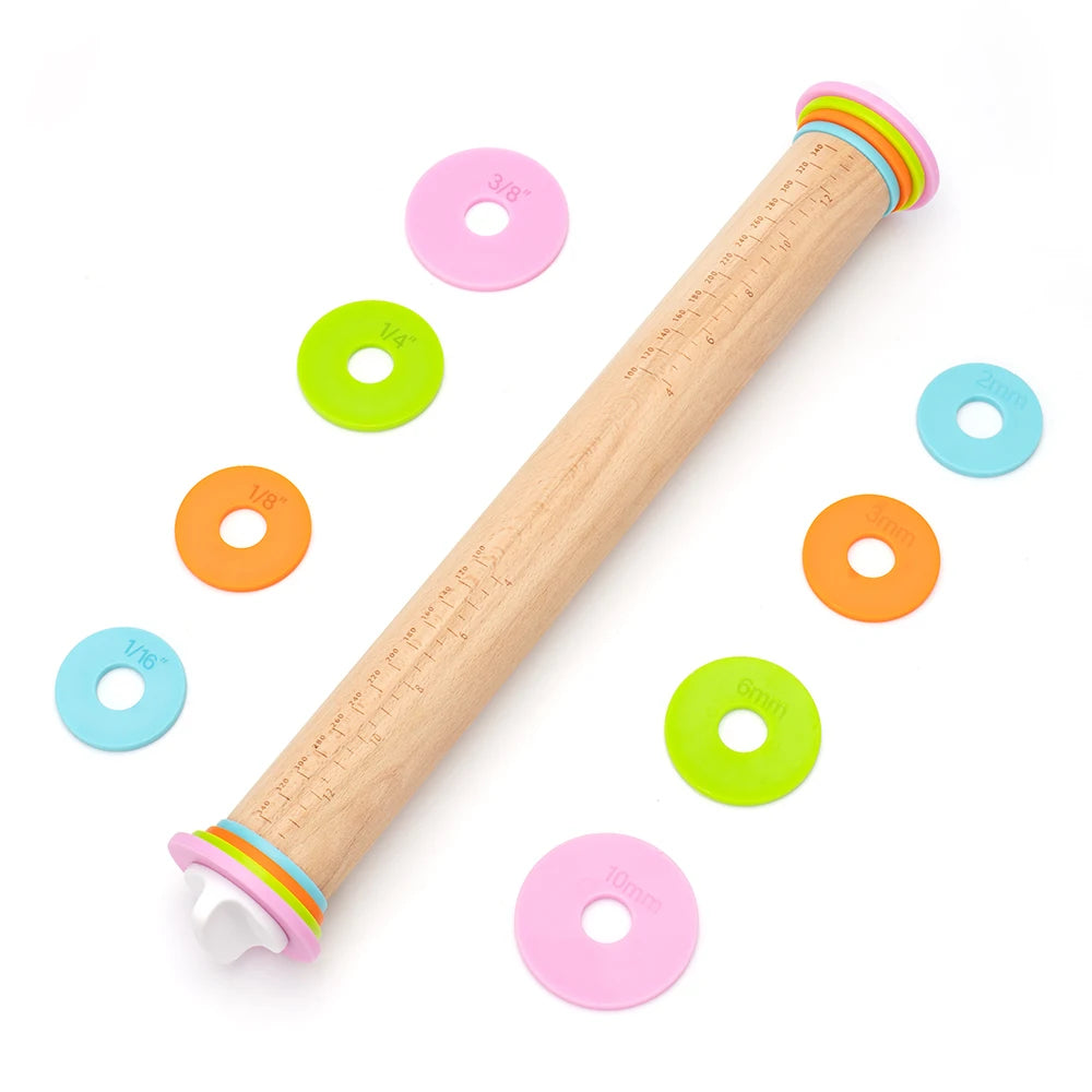 Adjustable Beech Wood Rolling Pin